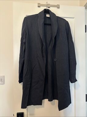 Women's dark Navy Long Open Blazer Coat